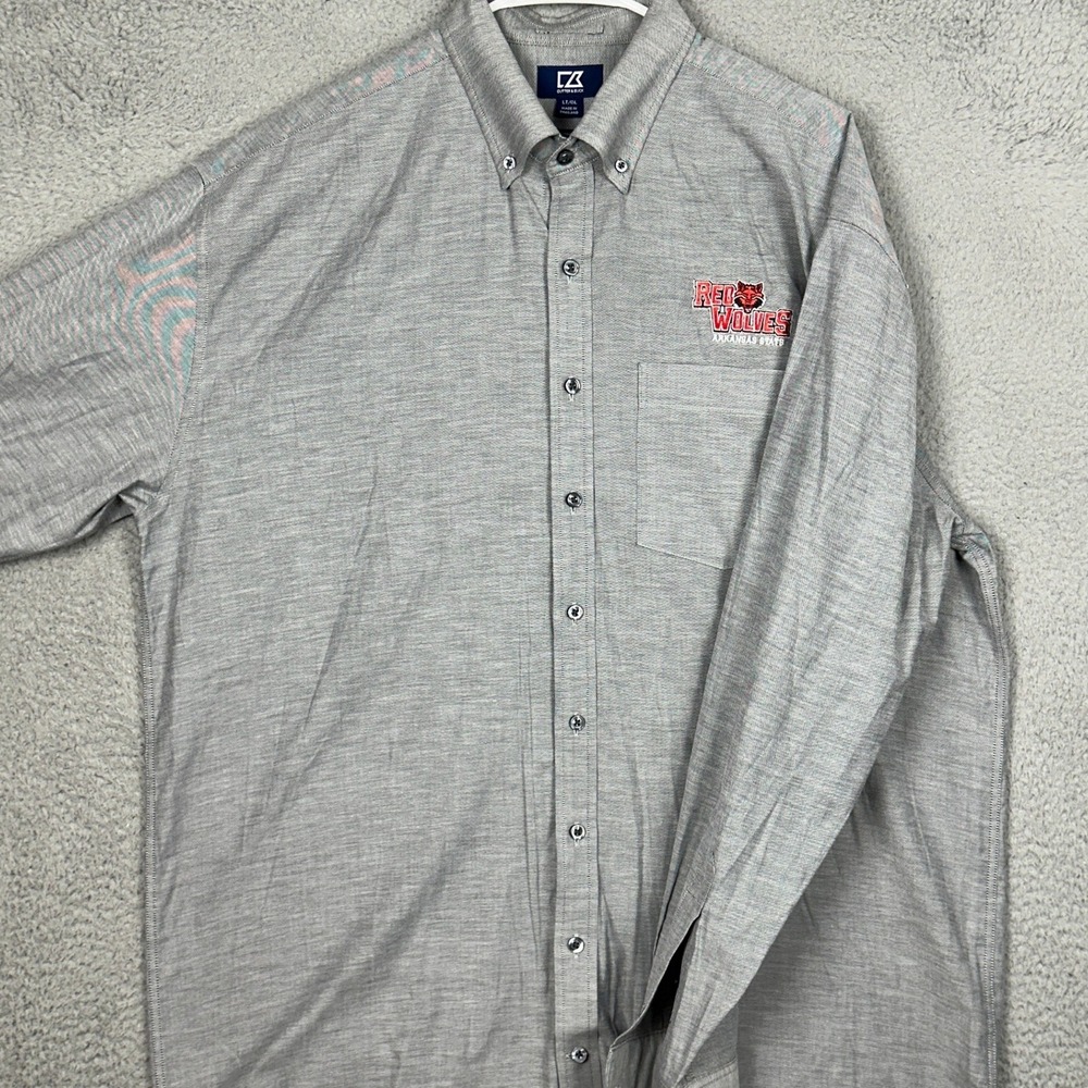 Arkansas State Cutter&Buck Button Down Shirt Men Large Tall Grey NCAA Red Wolves